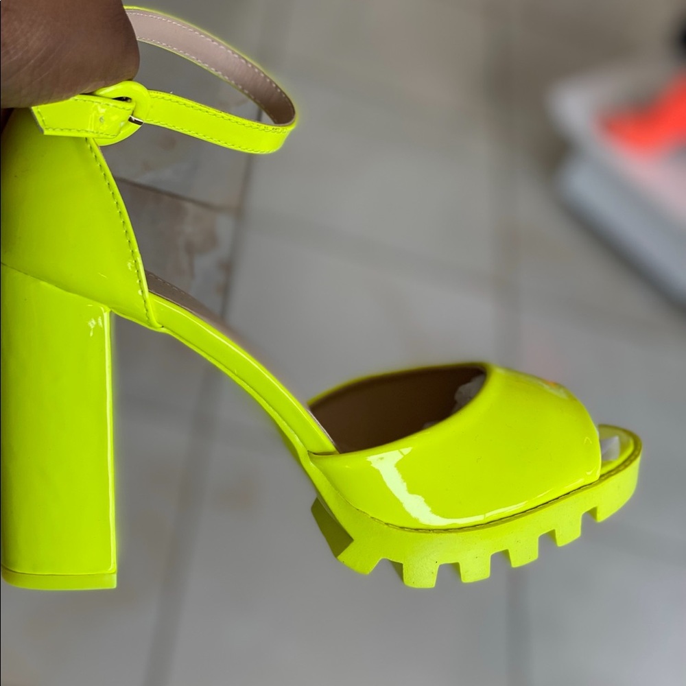 Lime block heels